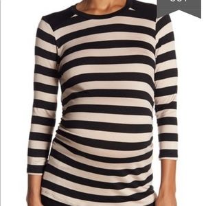 Nordstrom striped tan black maternity tunic XL